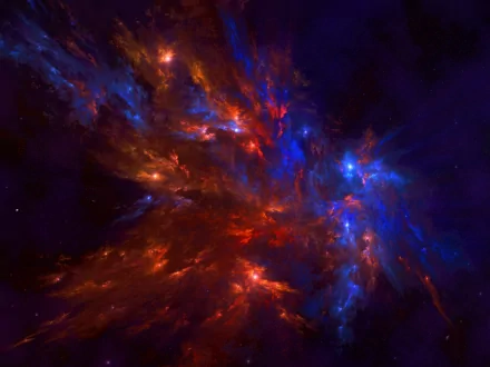 HD desktop wallpaper featuring a vibrant nebula with stunning cosmic colors, including shades of red, blue, and orange, inspired by space and sci-fi themes.