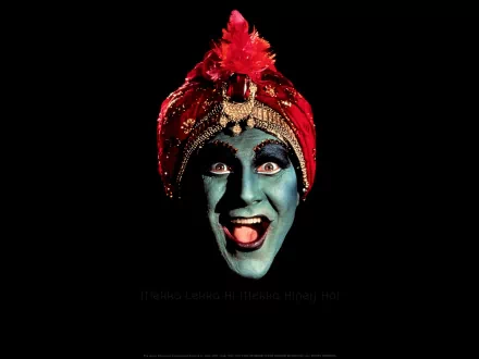 HD PC desktop wallpaper featuring a colorful, theatrical character from the TV show Pee-wee's Playhouse against a black background.