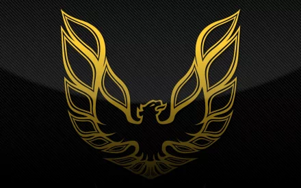 HD desktop wallpaper featuring the iconic gold Pontiac Firebird emblem on a sleek, dark background.