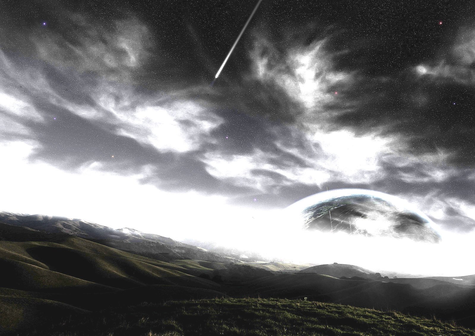 Cosmic Dawn: A Stunning Sci-Fi Planet Rise HD Wallpaper