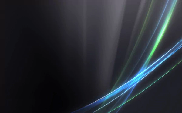 A sleek HD desktop wallpaper featuring smooth, flowing lines in blue and green against a dark background, showcasing modern technology vibes for Windows users.