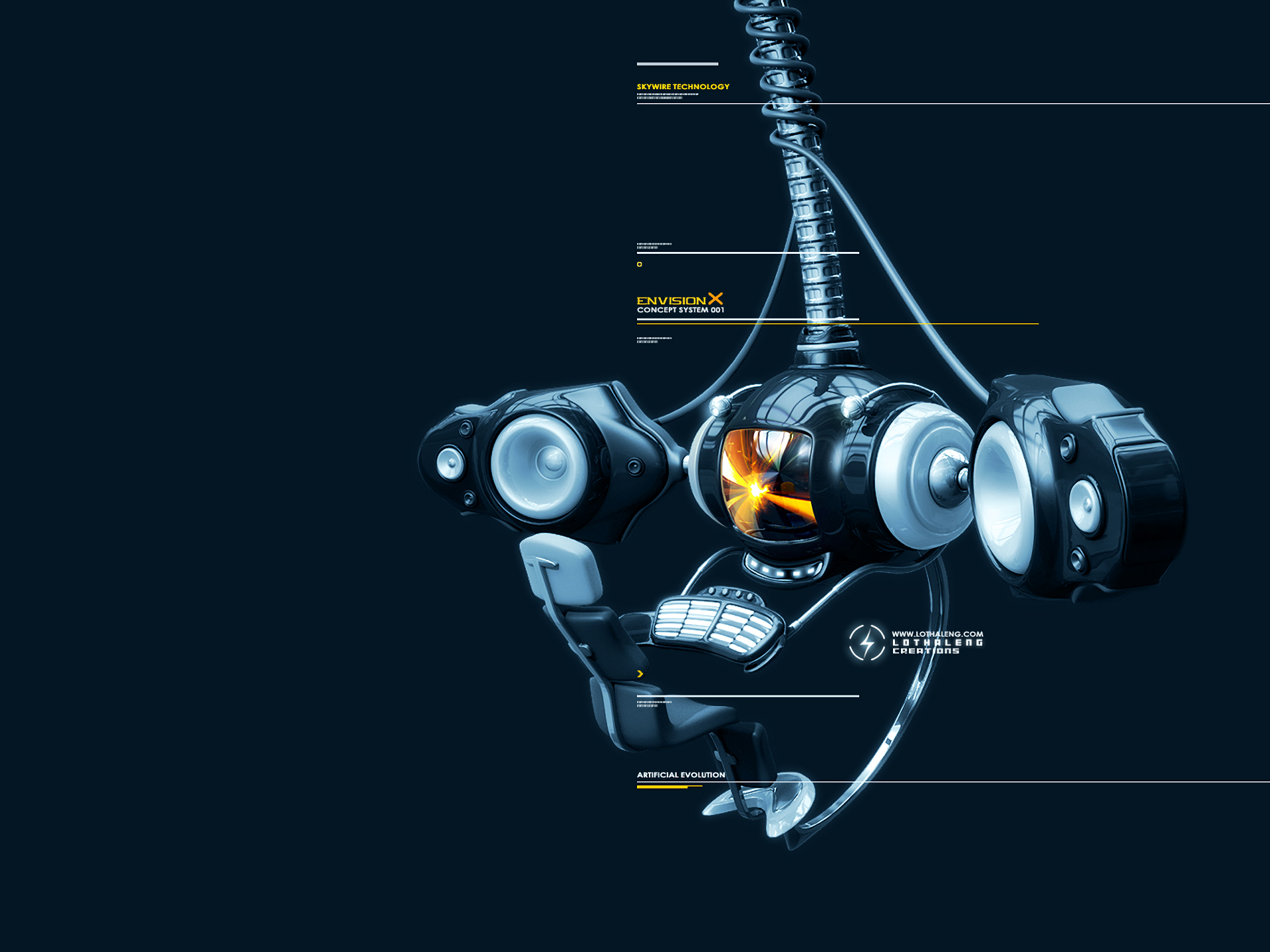Artistic digital art HD PC desktop wallpaper featuring a futuristic robotic hand with detailed mechanical components against a dark background.