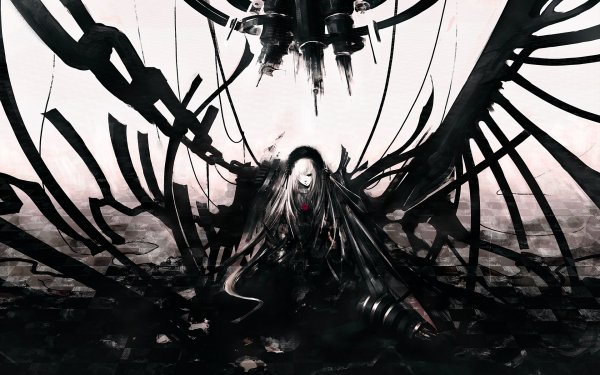 Anime Rozen Maiden Black & White Angel Dark Evil Devil Suigintou Chain HD Wallpaper | Background Image