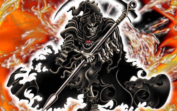 Dark Grim Reaper Skull Fire HD Wallpaper | Background Image