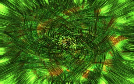 Abstract CGI desktop wallpaper featuring intricate green textures and swirling patterns with dynamic shapes and vibrant colors creating a captivating HD background.
