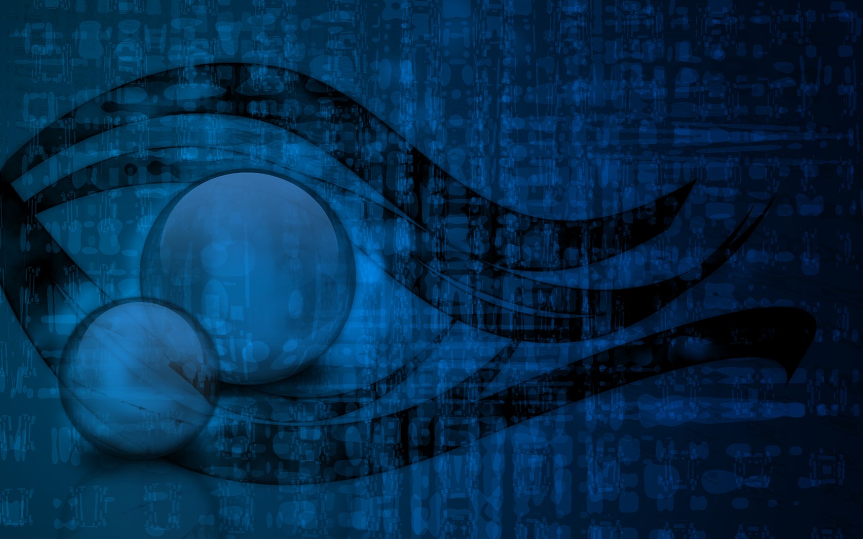 HD PC desktop wallpaper featuring abstract blue digital patterns with circular and wave-like shapes in a futuristic, tech-inspired design.