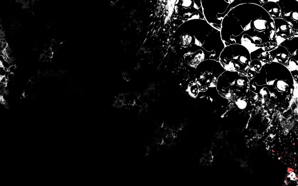 HD desktop wallpaper featuring an array of white skulls on a dark background, creating a striking and ominous visual effect.