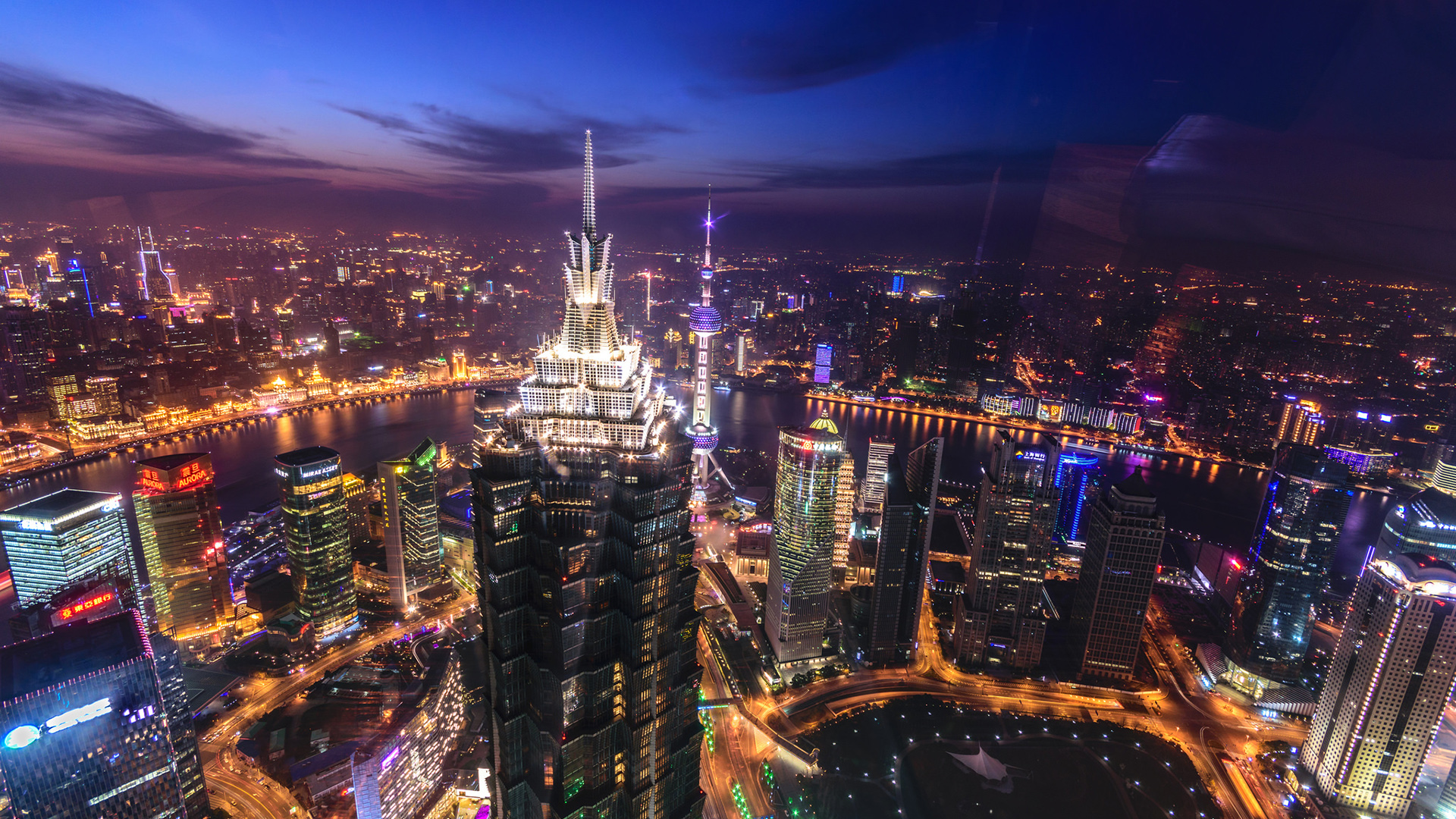 Download Night Building Man Made Shanghai HD Wallpaper by Kenneth Neo