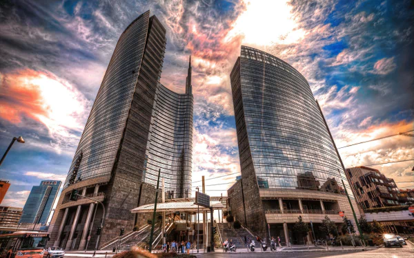 sunset building bus street man made Milan HD Desktop Wallpaper | Background Image