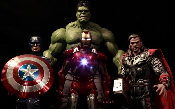 Hecho por el hombre Juguete Los Vengadores Iron Man Capitan América Thor Figurine Hulk Fondo de pantalla HD | Fondo de Escritorio