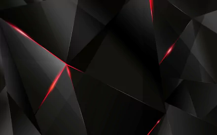 Abstract black HD desktop wallpaper featuring geometric shapes with sharp red accents.