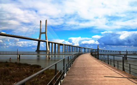 man made Vasco da Gama Bridge HD Desktop Wallpaper | Background Image