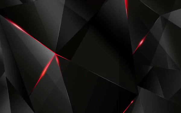Abstract black HD desktop wallpaper featuring geometric shapes with sharp red accents.