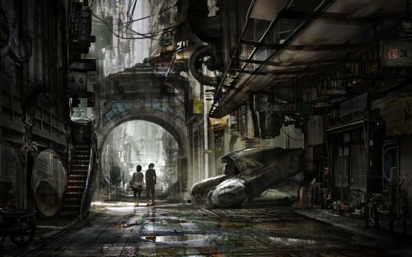 Sci Fi City Street HD Wallpaper | Background Image
