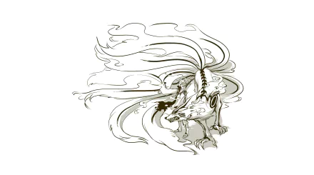 HD wallpaper featuring a stylized sketch of Naruto and Kurama from Naruto.