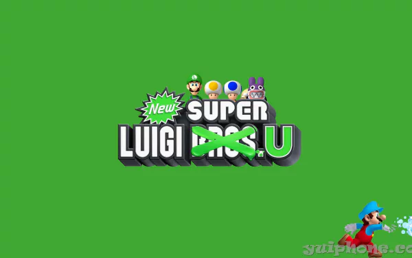 HD desktop wallpaper featuring New Super Luigi U logo on a green background with Luigi and other characters.