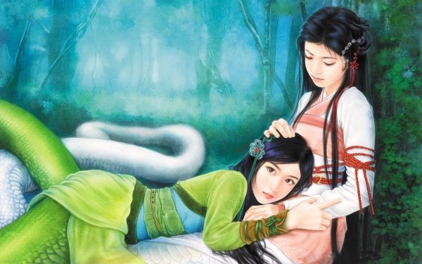 Fantasy Women Snake Asian Oriental Tail HD Wallpaper | Background Image