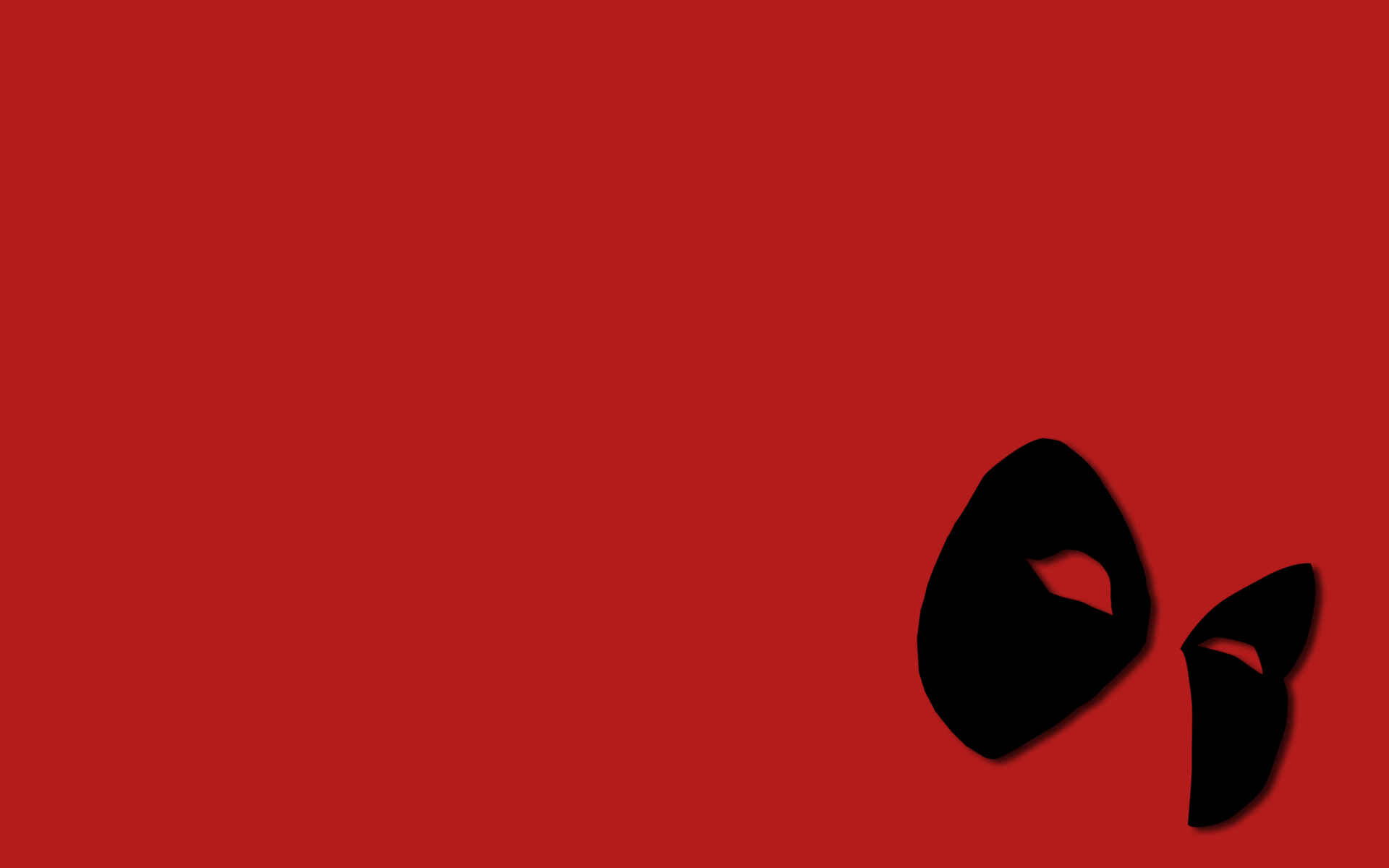 HD PC desktop wallpaper featuring a minimalist comic-style Deadpool mask on a bold red background.