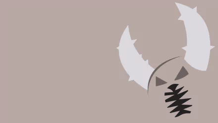 Minimalist HD PC wallpaper of Pinsir (Pokémon): stylized beige background with simplified horned silhouette and jagged mandibles — minimalist gaming video game art.