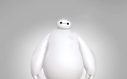 HD PC desktop wallpaper featuring Baymax, the lovable healthcare robot from the movie Big Hero 6, set against a simple gray background.