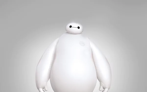 HD PC desktop wallpaper featuring Baymax, the lovable healthcare robot from the movie Big Hero 6, set against a simple gray background.