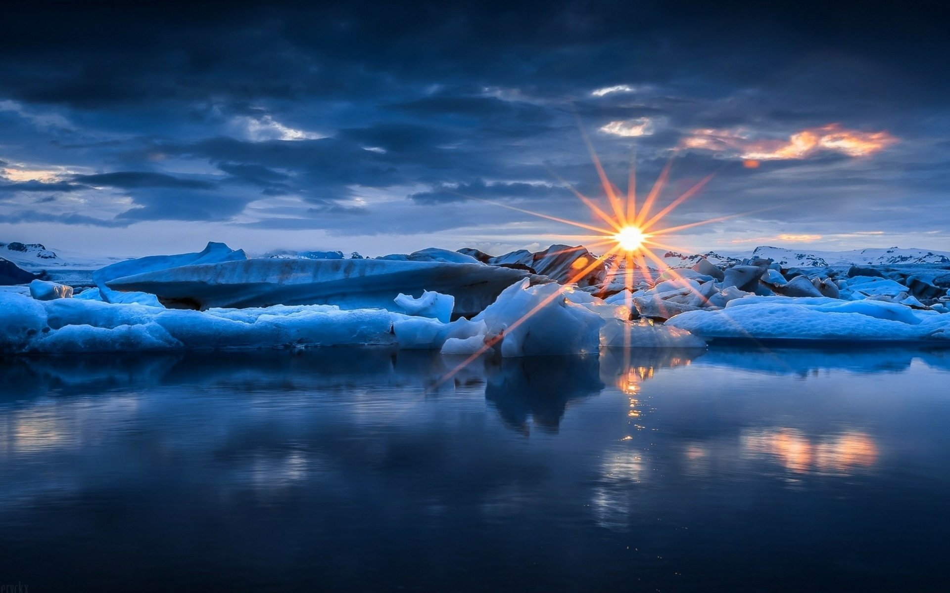 Download Water Ice Nature Sunset HD Wallpaper