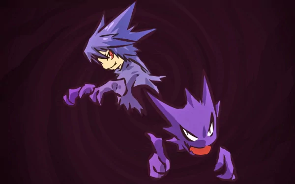 HD PC desktop wallpaper featuring Haunter from the Pokémon video game series against a dark, swirling background.