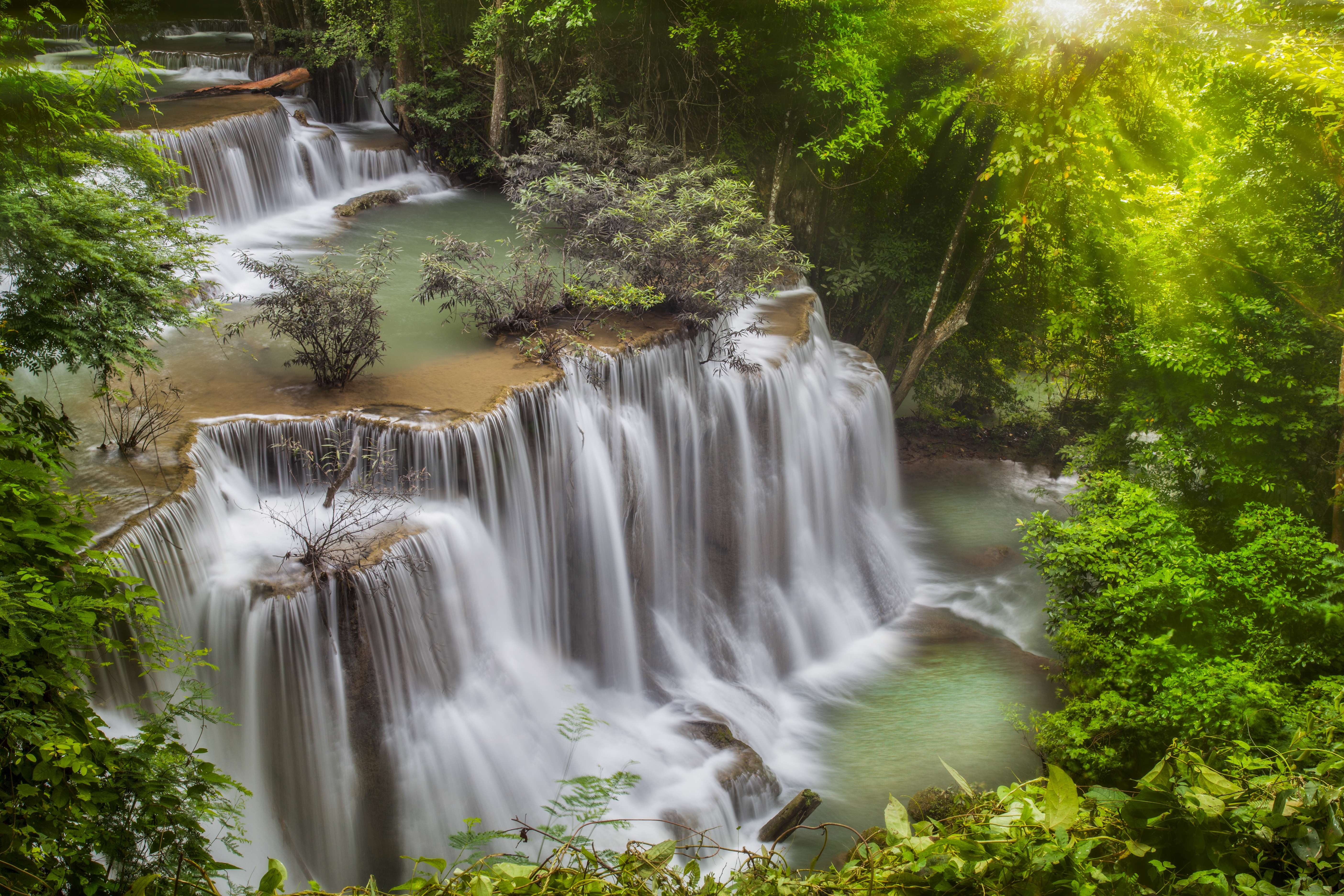 Earth Huai Mae Kamin Waterfall HD Wallpaper | Background Image