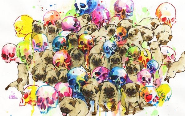 Dark Skull Pug Dog HD Wallpaper | Background Image