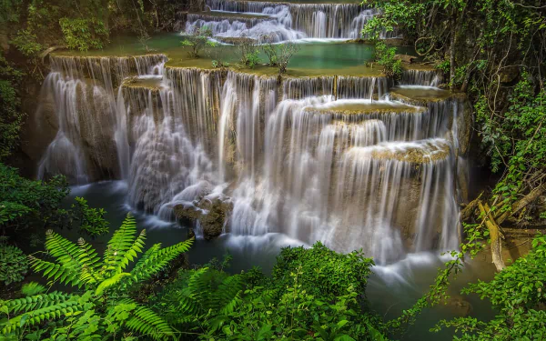 erawan national park Erawan Waterfall Thailand waterfall nature huai mae kamin waterfall HD Desktop Wallpaper | Background Image