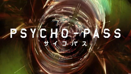 HD wallpaper featuring abstract art with the title PSYCHO-PASS in bold letters, set against a dynamic, swirling backdrop.