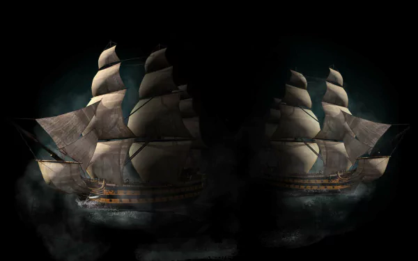 A dramatic HD wallpaper featuring wooden ships with billowing sails, capturing the maritime essence of the video game Napoleon: Total War against a dark, atmospheric backdrop.