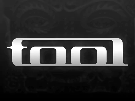 HD wallpaper featuring the band Tool's logo in metallic silver against a dark, abstract background.
