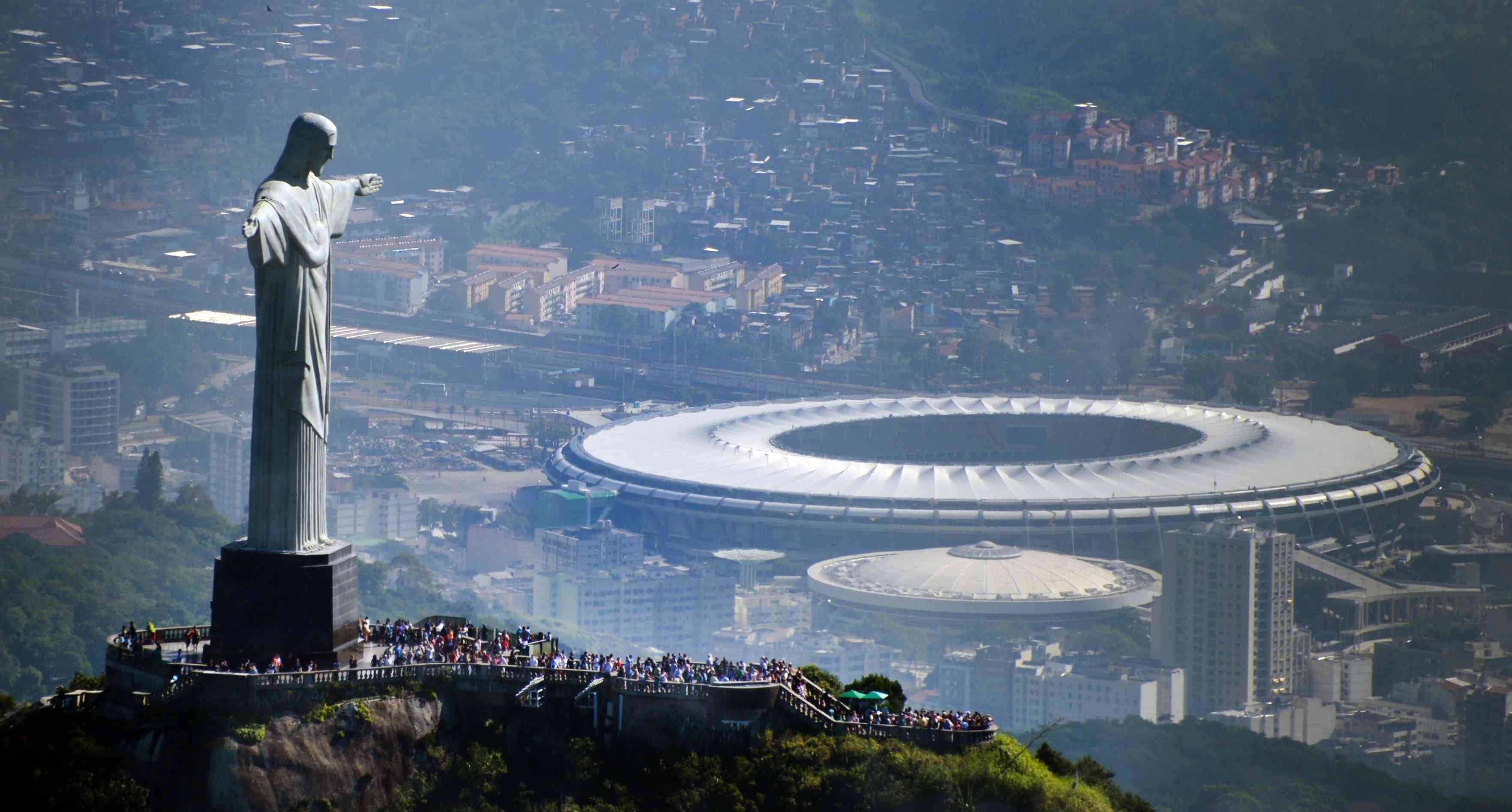 Christ the Redeemer and Maracana Stadium in Rio De Janeiro, Brazil