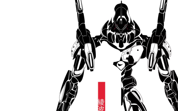 HD PC wallpaper featuring a stylized black and white silhouette of Evangelion Unit-01 from the anime Neon Genesis Evangelion, highlighting its iconic mecha design.
