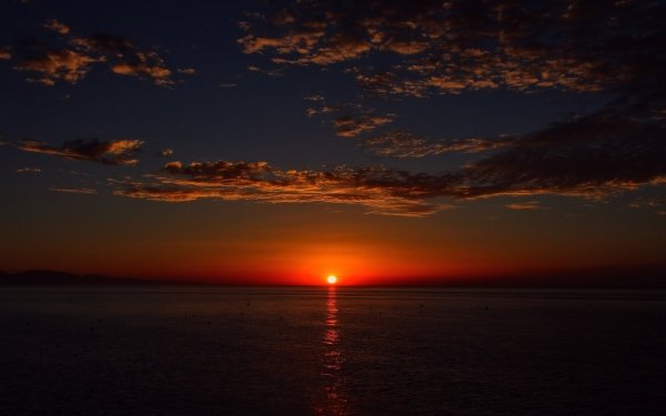 Earth Sunset Beach Ocean Sea Sun orange Horizon Sky HD Wallpaper | Background Image