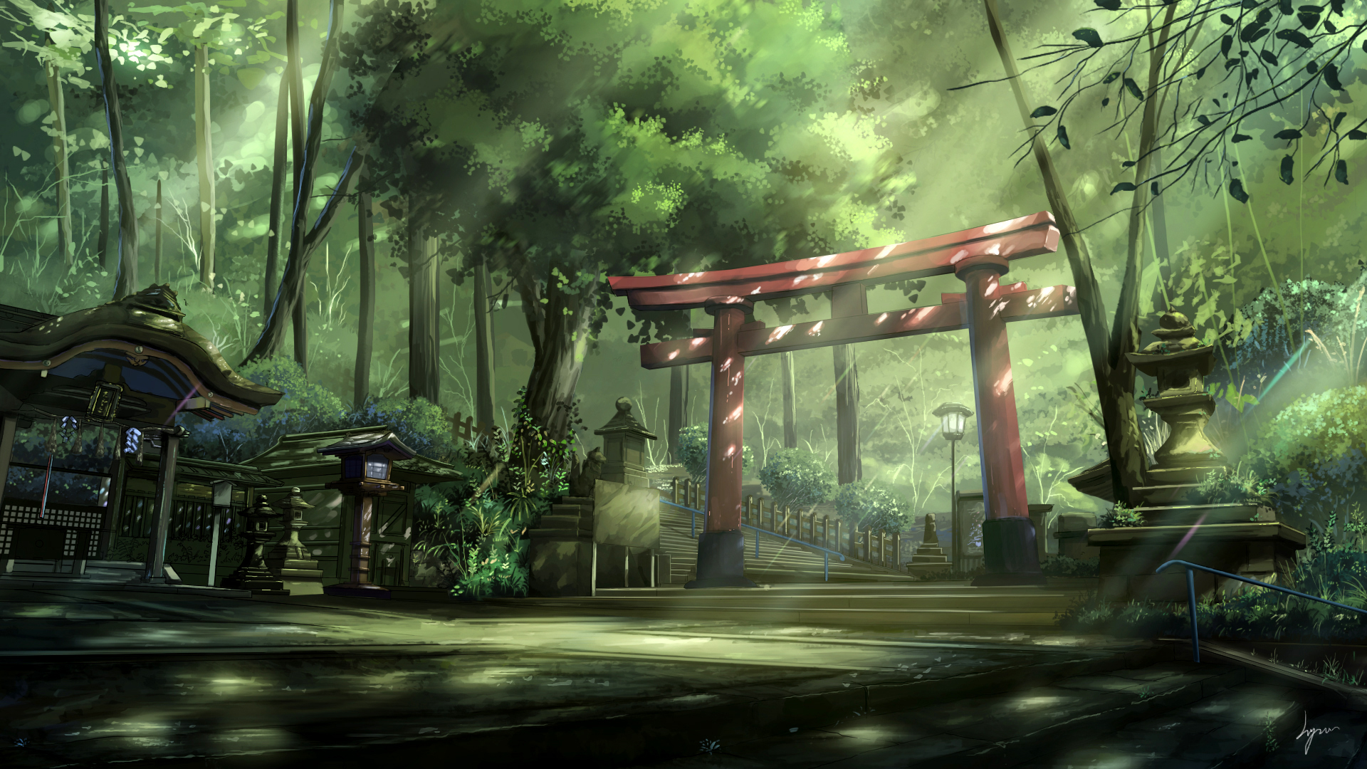 Japan, Shrine and Original (Anime) HD Wallpaper | Background Image