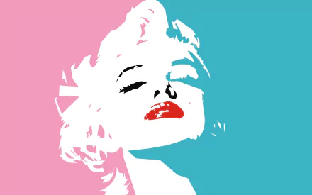 Minimalist HD desktop wallpaper featuring a pink and blue portrait of actress Marilyn Monroe.