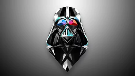 HD desktop wallpaper featuring a stylized, geometric representation of Darth Vader's mask from Star Wars on a gray background.