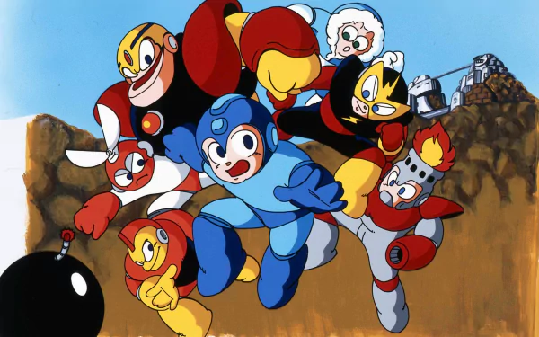 Rock (Mega Man) Cut Man (Mega Man) Bomb Man (Mega Man) Fire Man (Mega Man) Elec Man (Mega Man) Ice Man (Mega Man) Guts Man (Mega Man) video game Mega Man HD Desktop Wallpaper | Background Image