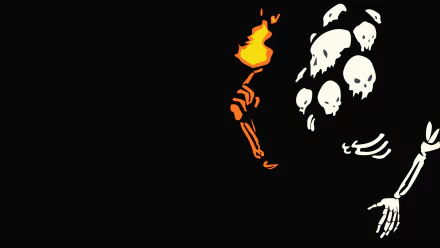HD Dark Souls PC wallpaper featuring Gravelord Nito holding a flaming torch, set against a black background with skulls and bones details.