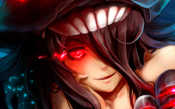 HD anime wallpaper featuring Standard Carrier Wo-Class from Kantai Collection with glowing red eyes and a sinister smile, rendered in vivid colors for PC desktop background.