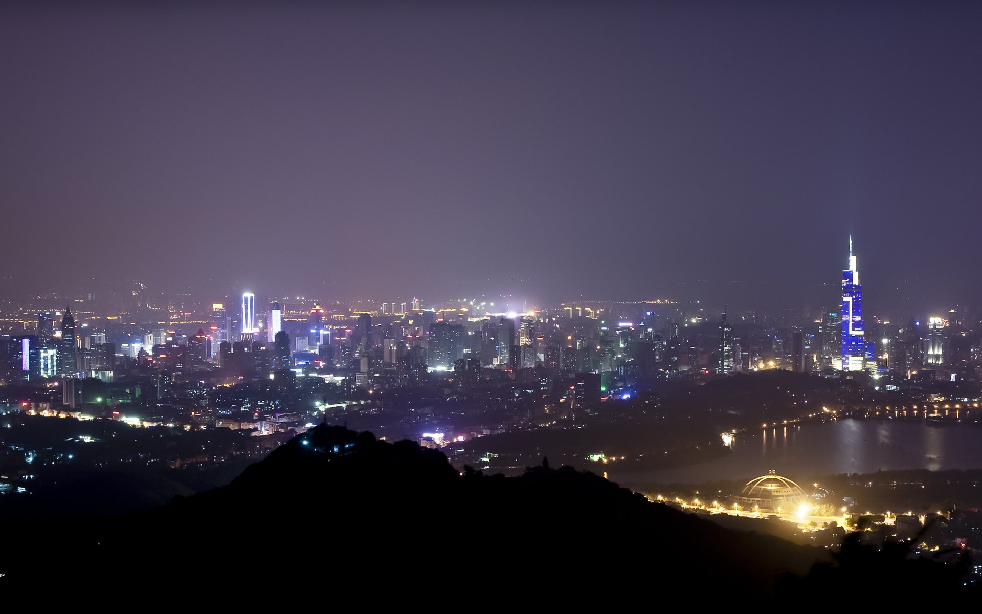 Download City Night Jiangsu China Man Made Nanjing HD Wallpaper