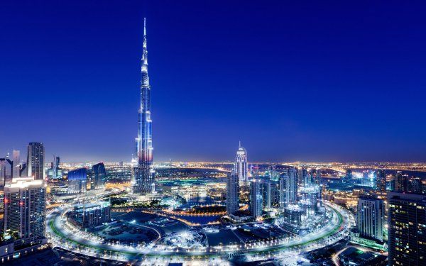 Man Made Burj Khalifa Dubai City Night HD Wallpaper | Background Image