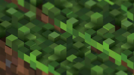 A vibrant, HD desktop wallpaper featuring the iconic blocky landscape of Minecraft, showcasing lush green cubes and intricate details of the game's terrain.