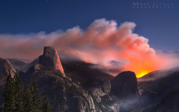 Photography Fire Half Dome Smoke Night HD Wallpaper | Background Image