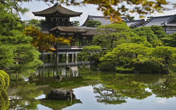 Man Made Kyoto Cities Japan Pavilion Pagoda Pond Garden HD Wallpaper | Background Image