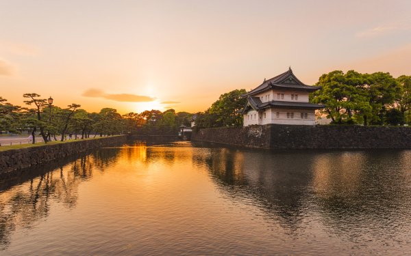 Man Made Tokyo Imperial Palace Palaces Japan Imperial Residence Tokyo Sunset HD Wallpaper | Background Image