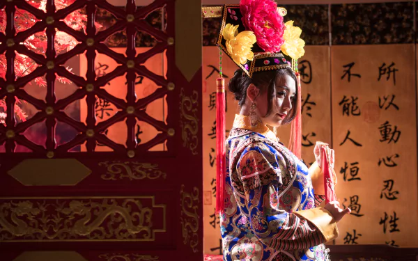 Chinese traditional costume Taiwanese woman Qián Fūrén HD Desktop Wallpaper | Background Image
