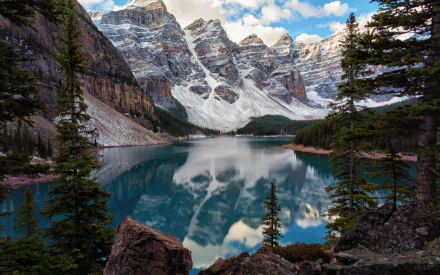 mountain tree reflection lake nature Moraine Lake HD Desktop Wallpaper | Background Image